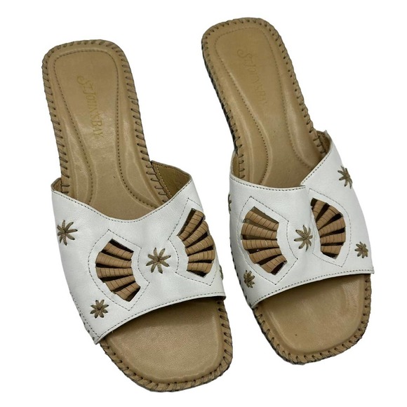 ST JOHN’S BAY WHITE STARFISH DESIGN SLIDE ON SANDALS SIZE 10M - Picture 1 of 4